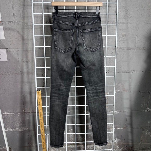 AGOLDE Women's Charcoal Grey Distressed Skinny Jeans Size 25 indie grunge goth - Picture 5 of 7